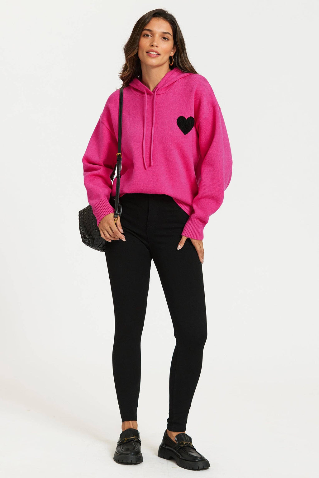 Herzstickerei Strickkapuzenpullover Gr. 42-44
