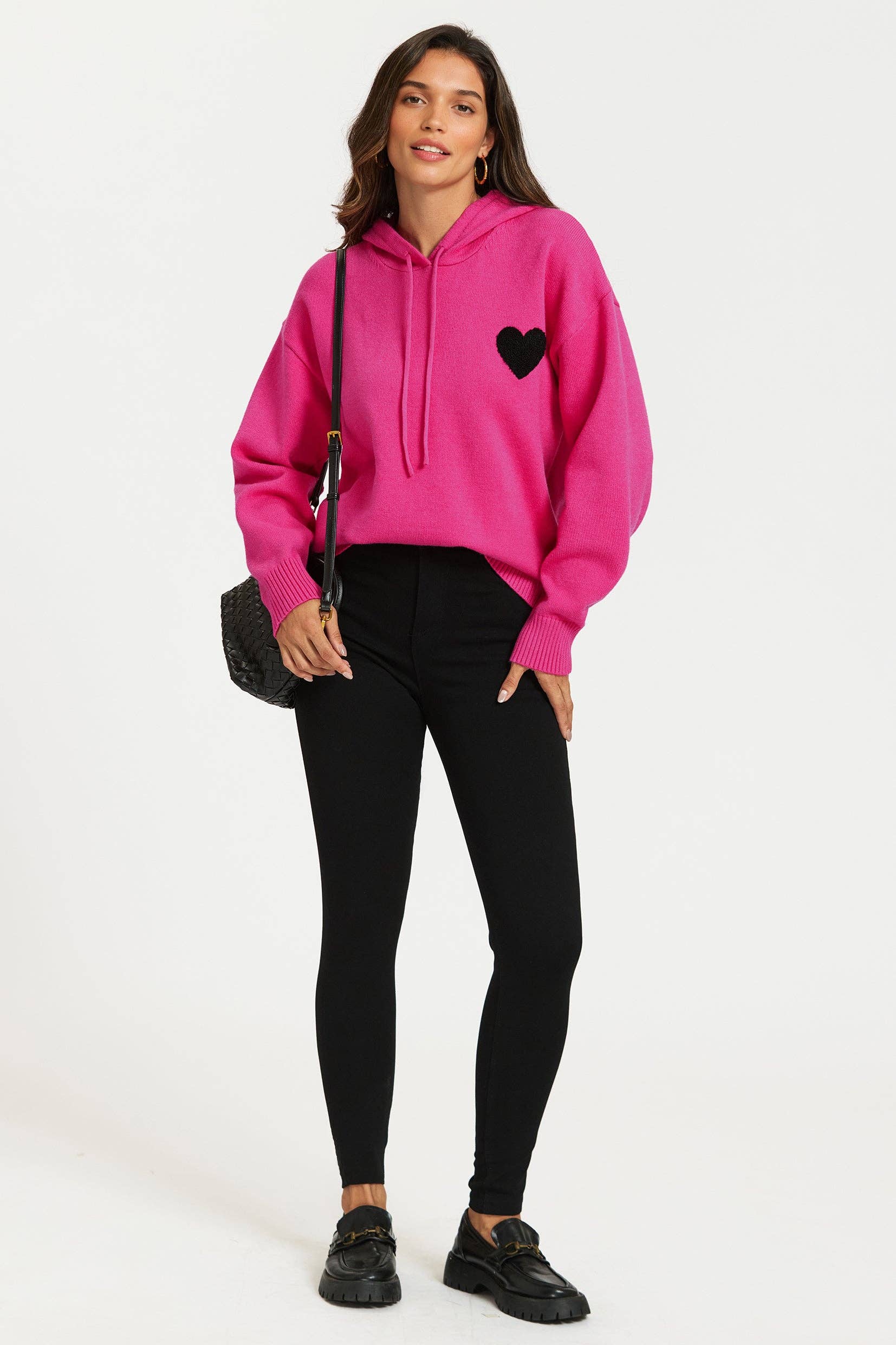 Herzstickerei Strickkapuzenpullover Gr. 42-44