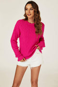 Pullover mit Herzstickerei in dunklem Fuchsia Gr. 40-42