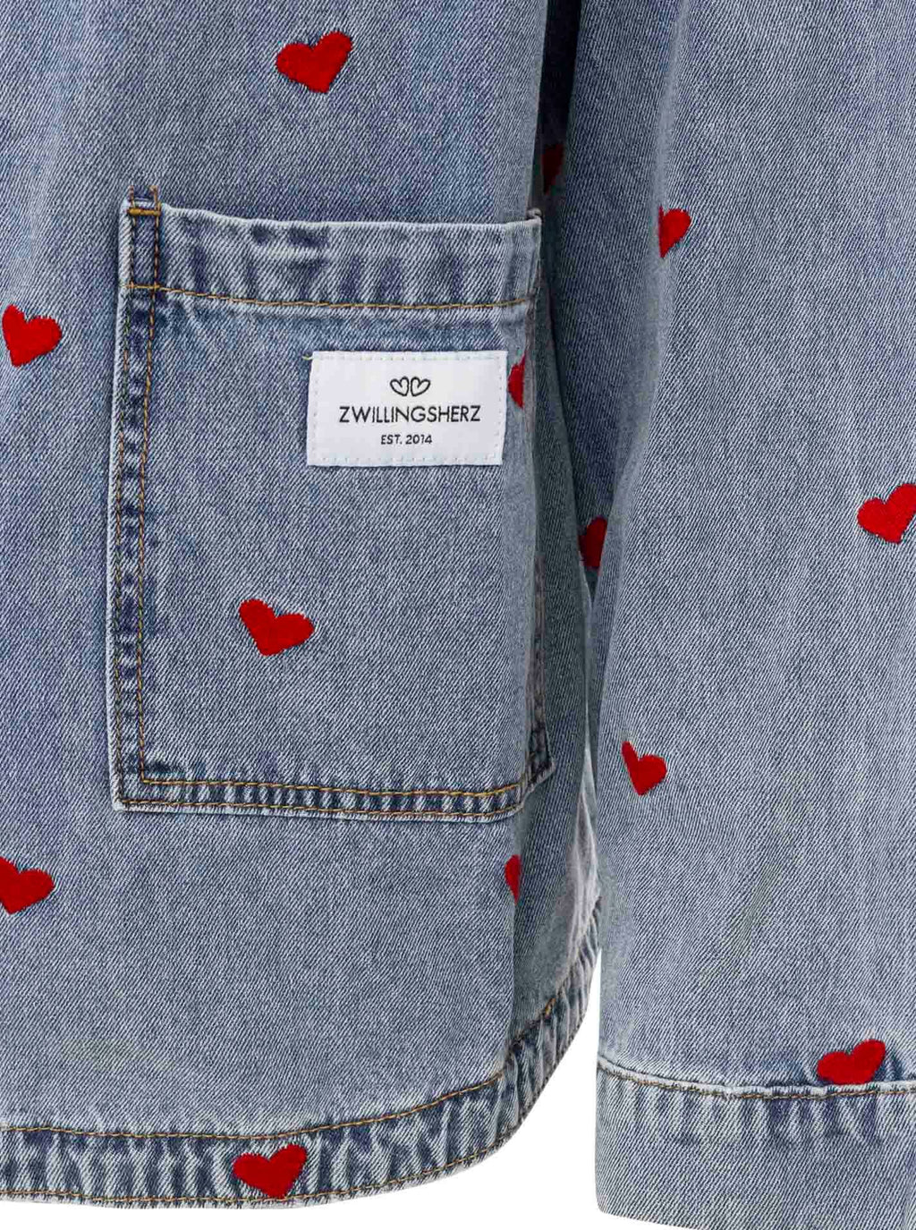 Zwillingsherz Jeanshemd "Herzen AOP": Blau / S/M
