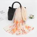Leichter Chiffon-Schal mit floralem Muster | Hellgelb-Orange | 150 cm