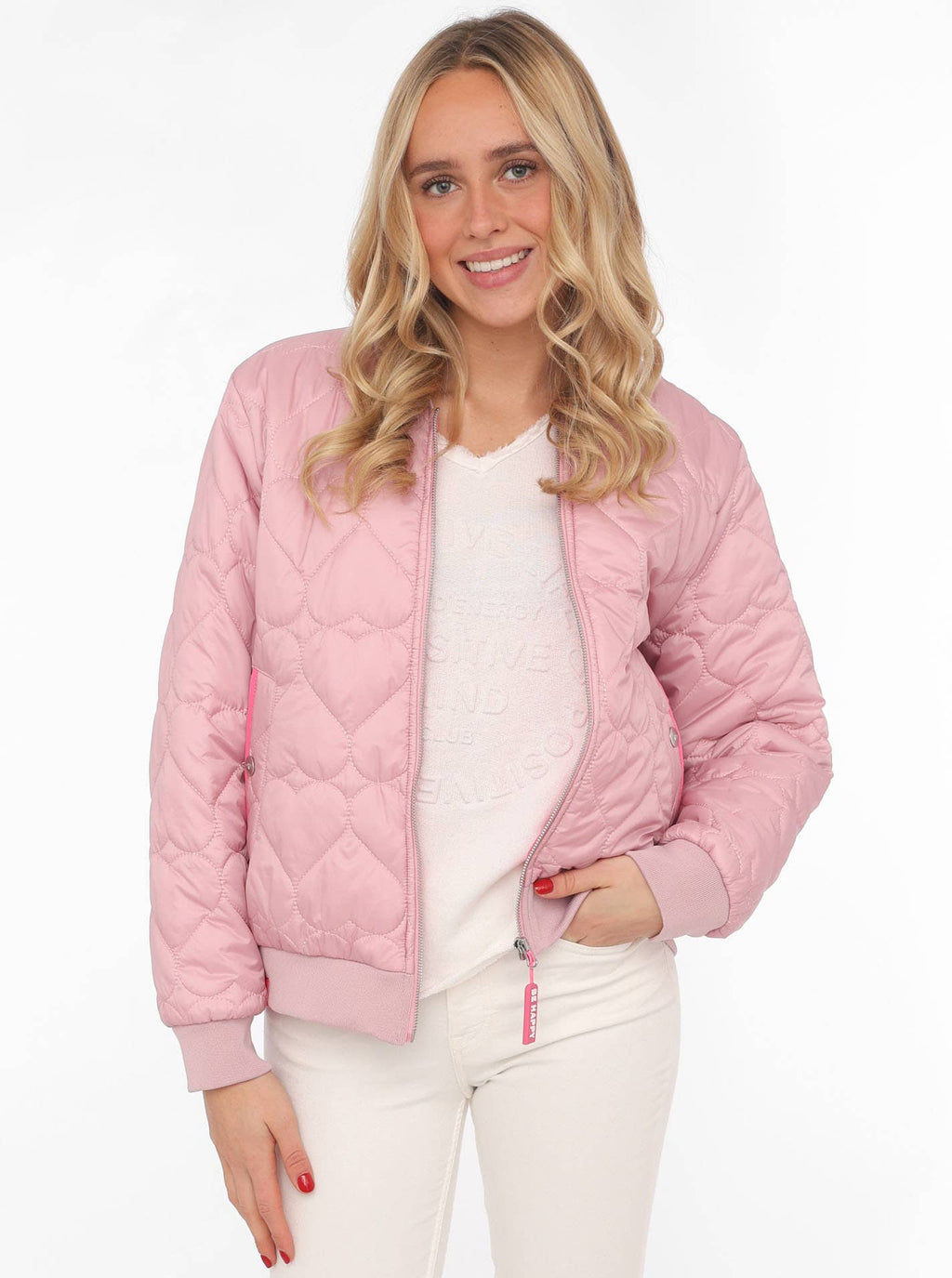 Zwillingsherz Bomberjacke "Be Happy": Altrosa |  S/M/L