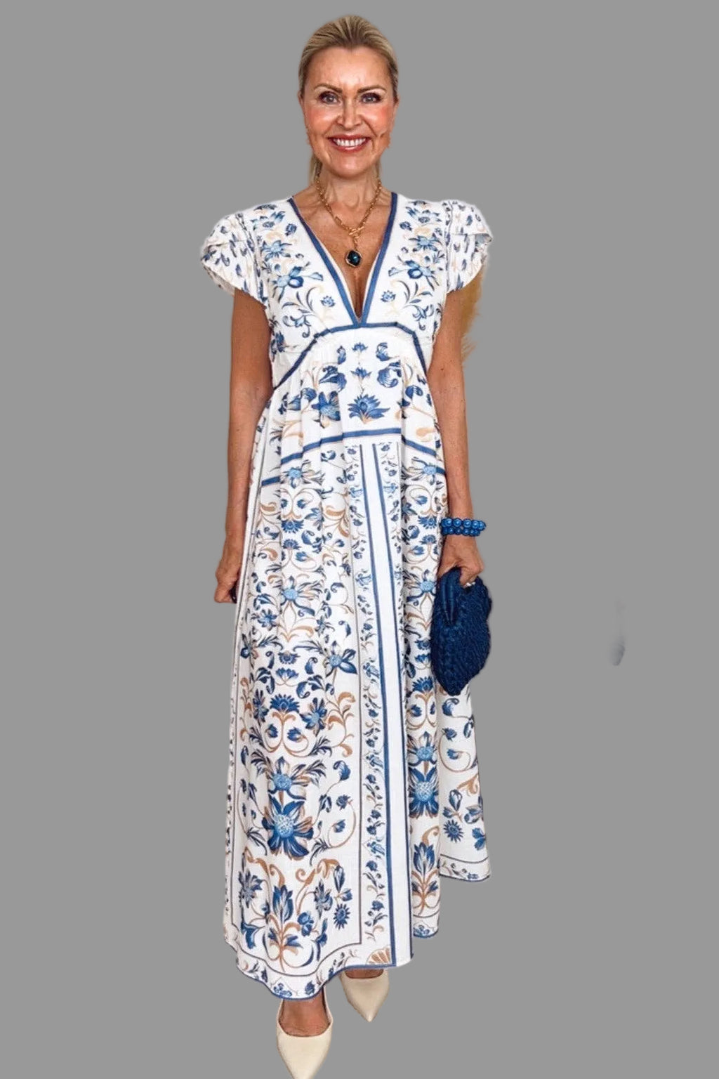 V Milano Italy  | Maxikleid mit Blumenmuster | Größe M/L