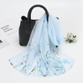 Leichter Chiffon-Schal mit floralem Muster | Hellblau  |  150 cm